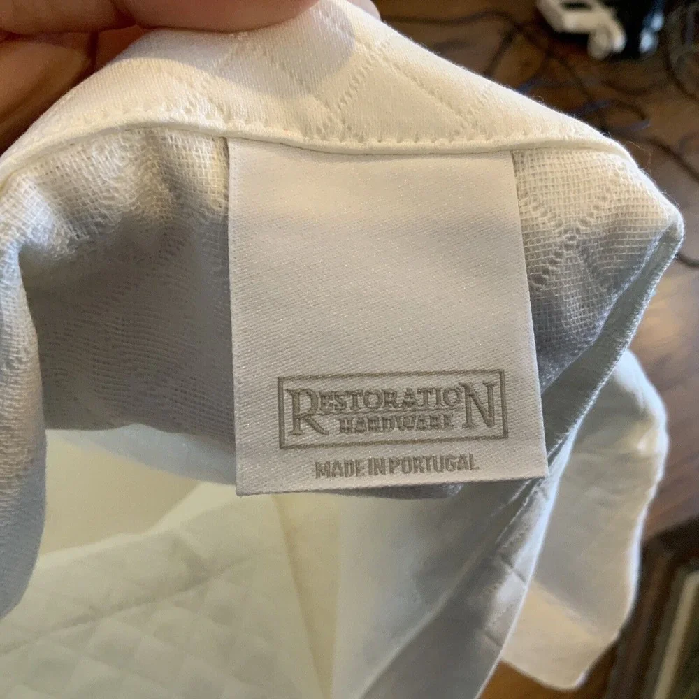 NWOT Restoration Hardware Quilted Cotton‎ Pillow Sham Standard White Cream NEW